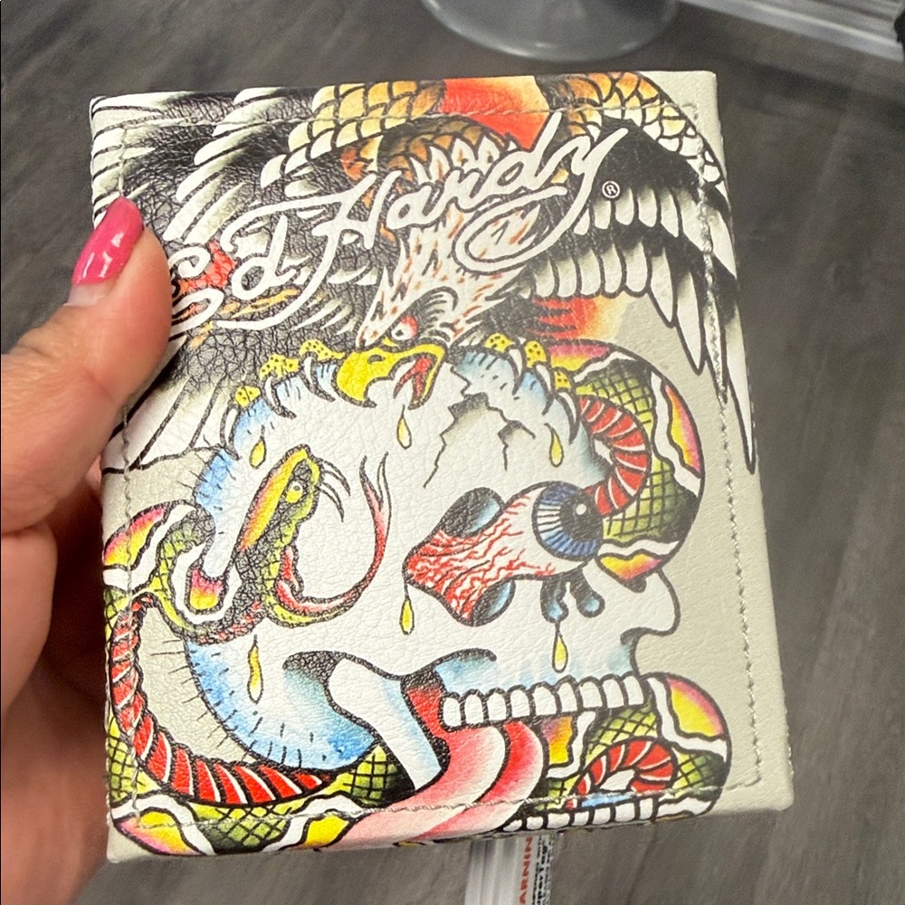 Ed Hardy Multicolor Skull and Snake Wallet